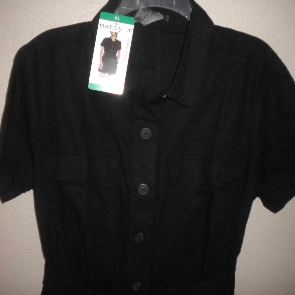 Matty M Women's Size XL Black Linen Blend Shorts Romper NWT - Picture 3 of 5